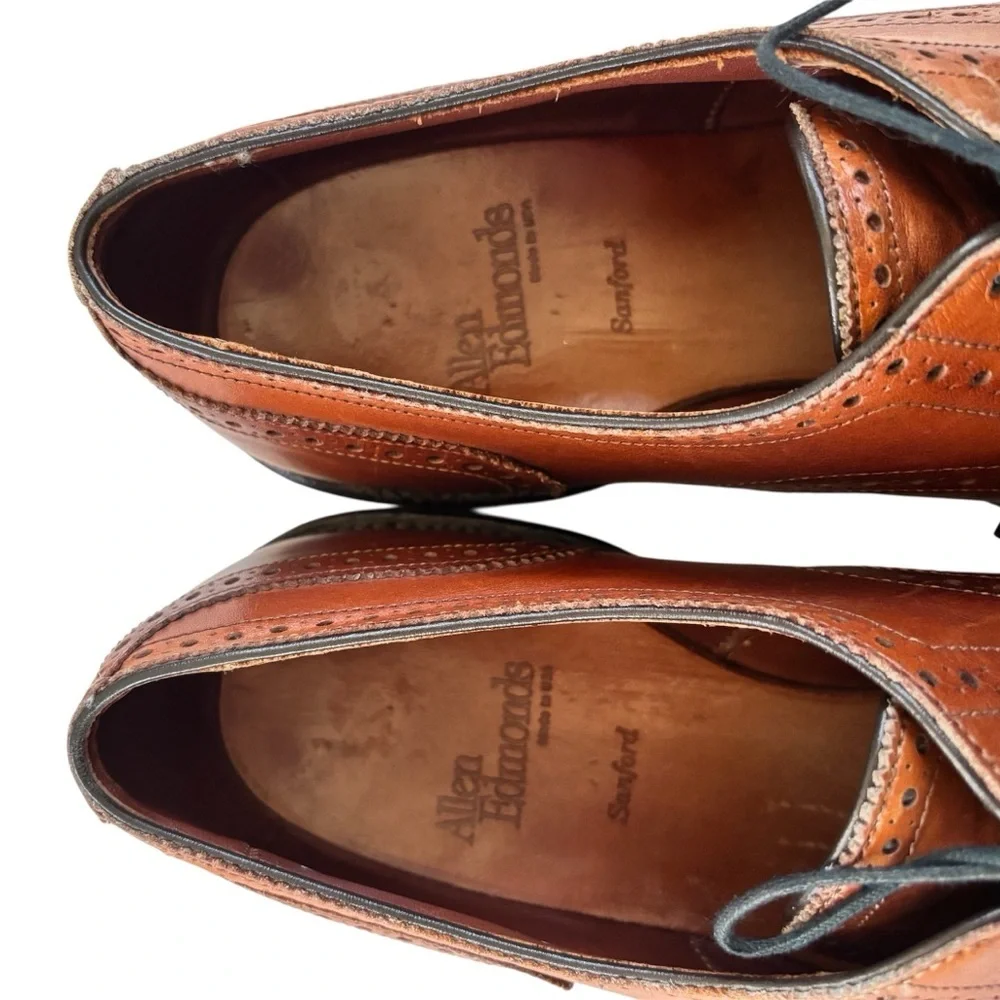 Allen Edmonds Sanford 5347 Bourbon Leather Brogue Derby Vintage Shoes 9.5 D